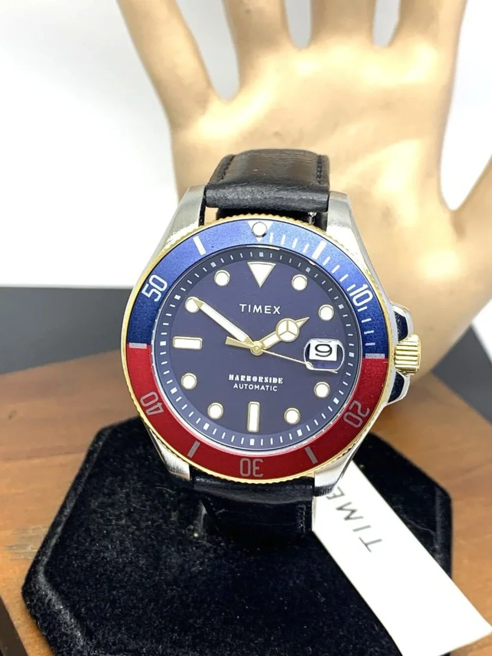 Timex Men's Watch TW2V72200 Harborside Automatic Blue Dial Leather Strap 44mm
